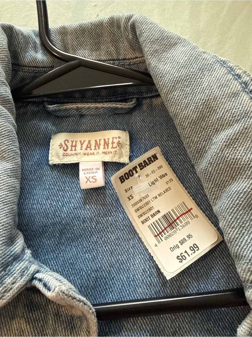 Shyanne Blue and White Tie-Dye Cropped Denim Jacket - Picture 4 of 4